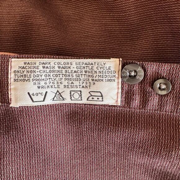 YSL Yves Saint Laurent Long Sleeve Button Up Men’s Dress Shirt Large Burgundy - Picture 7 of 7